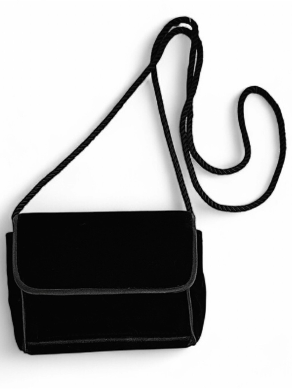 Jessica McClintock Vintage 90's Black Velvet Handbag with Long Strap